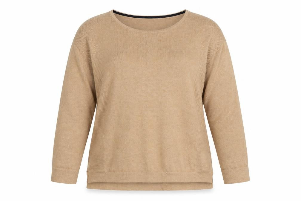 White Stuff Women's Beige Crew Neck Wool Cotton Jumper Size 12