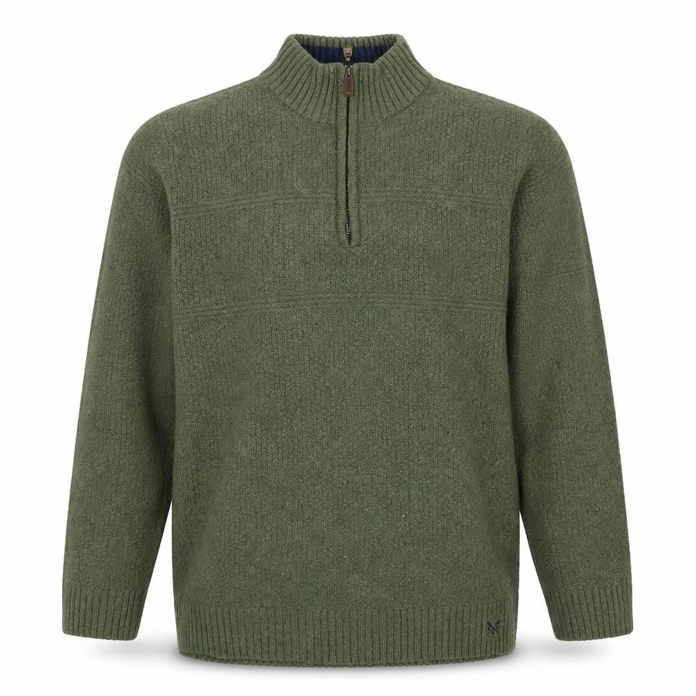Crew Clothing Company Men’s Green Lambswool 1/4 Zip Jumper L