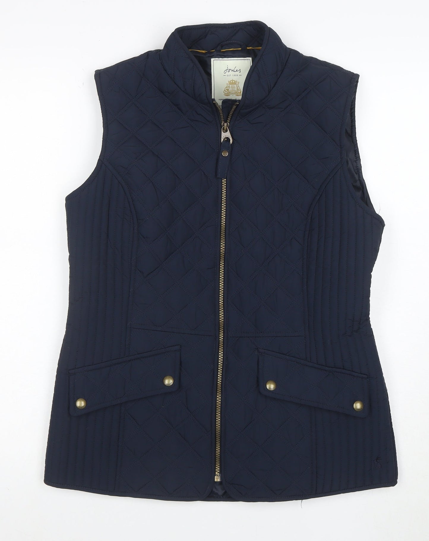 Joules Women's Blue Quilted Waistcoat UK 12 Sleeveless Gilet