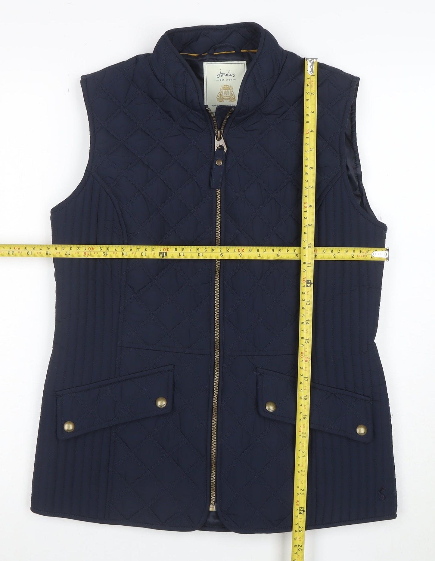 Joules Women's Blue Quilted Waistcoat UK 12 Sleeveless Gilet