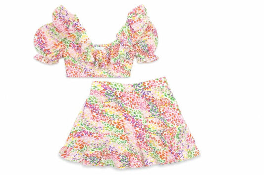 Quiz Women’s Multicoloured Ruffle A-Line Short Skirt Set UK 6/8