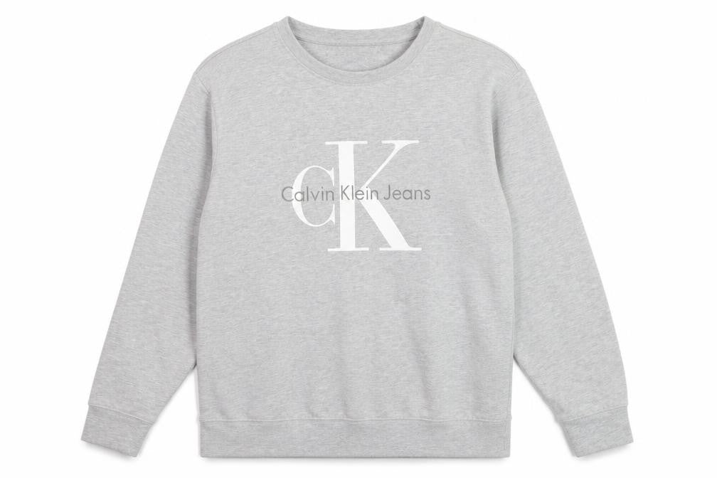 Calvin Klein Jeans Men's Grey Logo Pullover Sweatshirt Size S