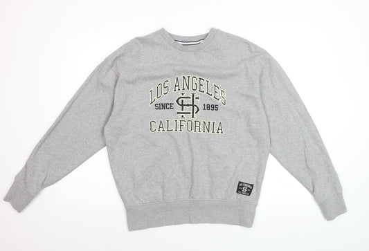 The Stronghold Men's Grey Graphic College Sweatshirt Small