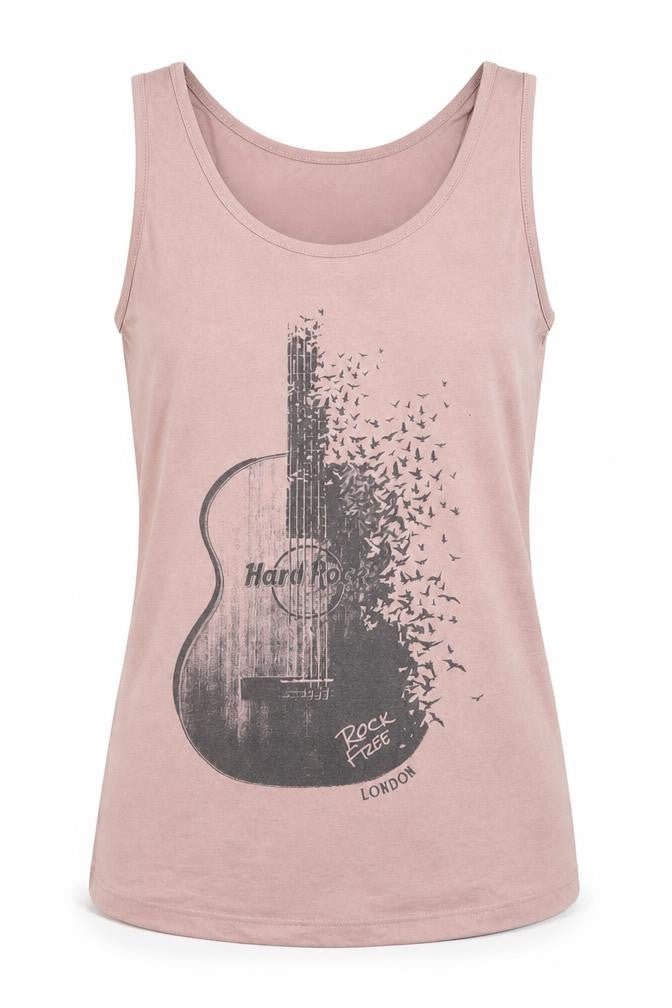 Hard Rock Women's Pink Tank Top Medium Music Graphic Rock London