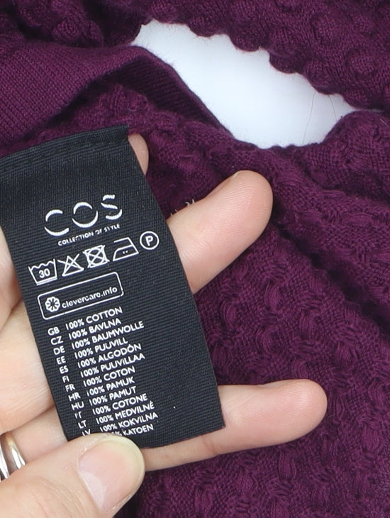 COS Women's Purple Cotton Textured Knit Long Sleeve Pullover Jumper Size S