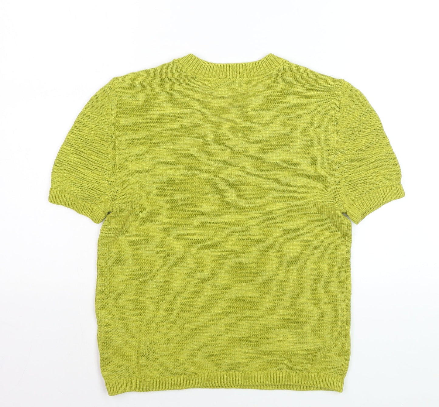 Marks and Spencer Women’s Green V-Neck Cotton Blend Short Sleeve Jumper XS