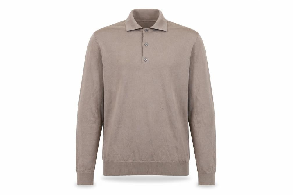 Marks and Spencer Men Beige Merino Wool Collared Henley Jumper M