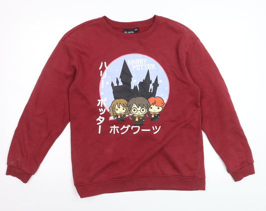 Harry Potter Boys Red Pullover Sweatshirt 13-14 Years Fleece Graphic Top