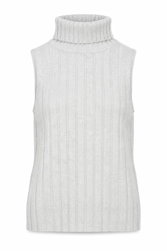 River Island Women’s Grey Roll Neck Sleeveless Rib Knit Jumper Vest Size 8