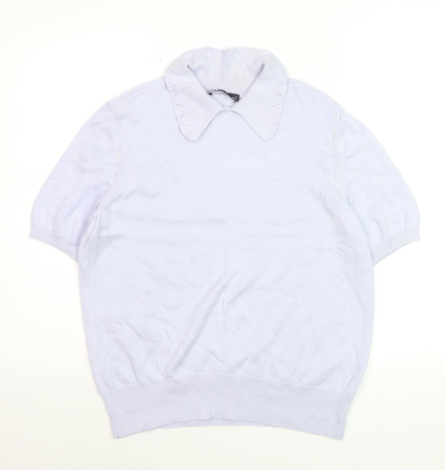 Marks and Spencer Women’s Powder Blue Collared Knit Jumper Size 12