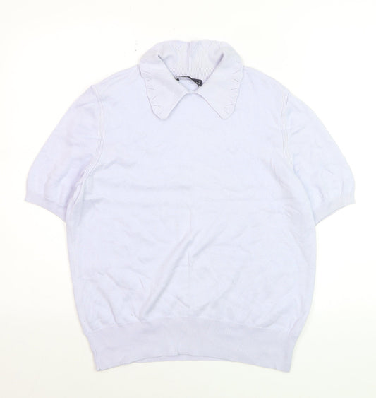 Marks and Spencer Women’s Powder Blue Collared Knit Jumper Size 12
