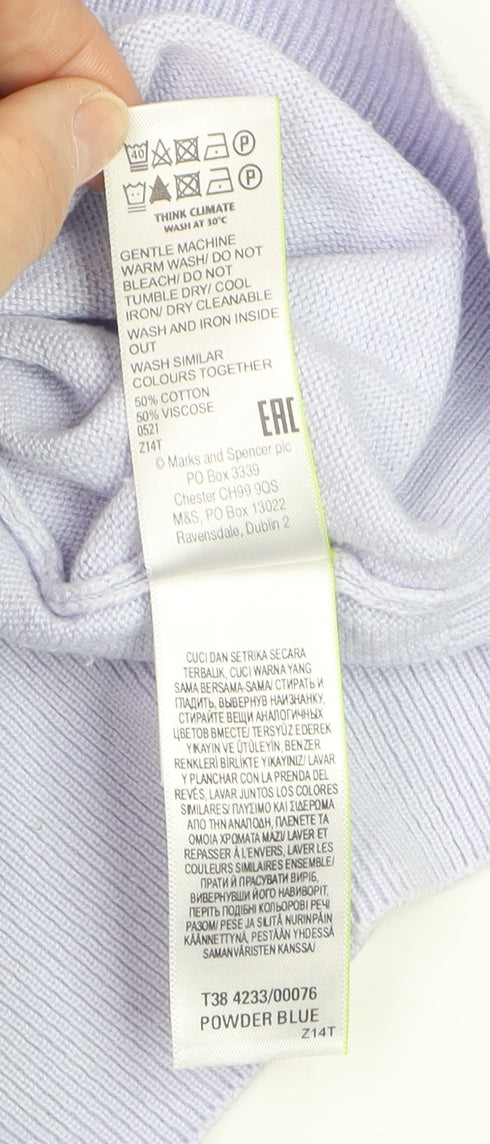 Marks and Spencer Women’s Powder Blue Collared Knit Jumper Size 12