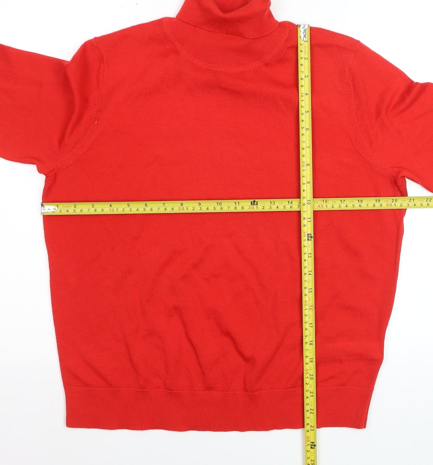 Marks and Spencer Women Red Roll Neck Merino Wool Jumper Size 14