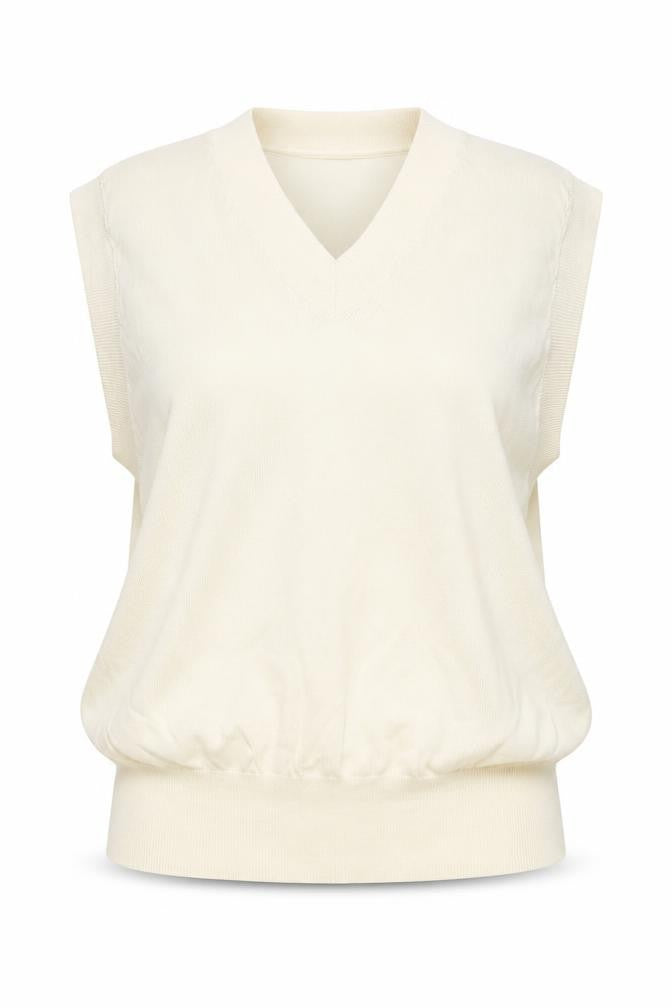 Zara Women's Ivory Knit Sleeveless V-Neck Vest Jumper Size M