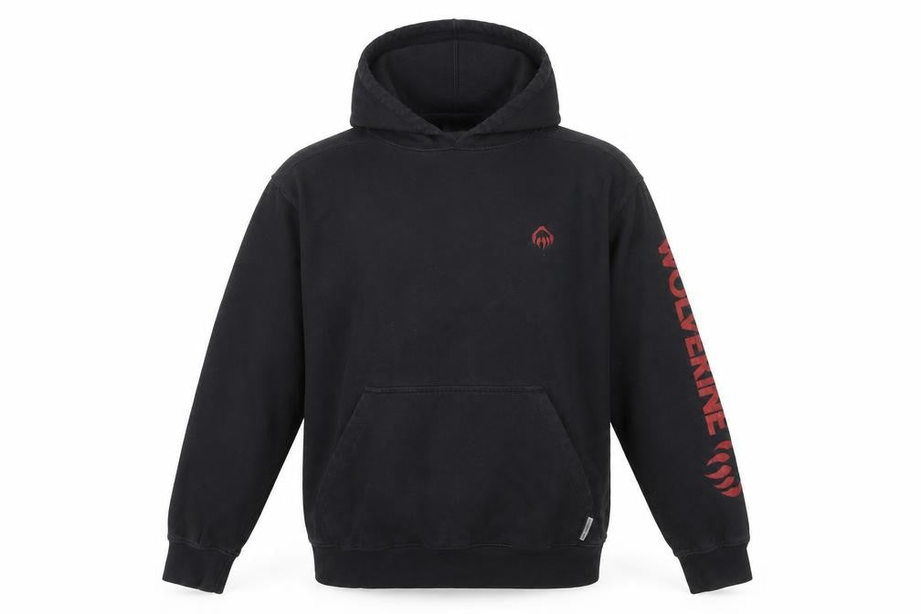 Wolverine Men's Black Logo Pullover Hoodie Size L Fleece