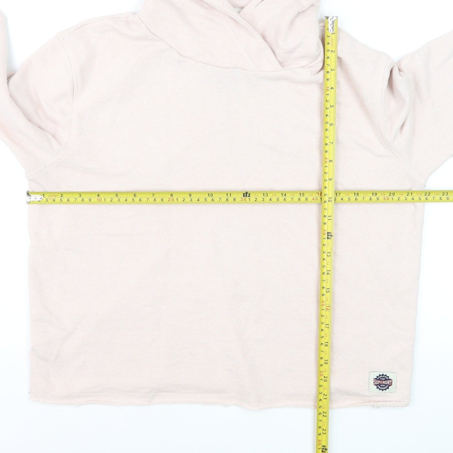 Superdry Women’s Pink Pullover Hoodie L Relaxed Fit Cotton Blend