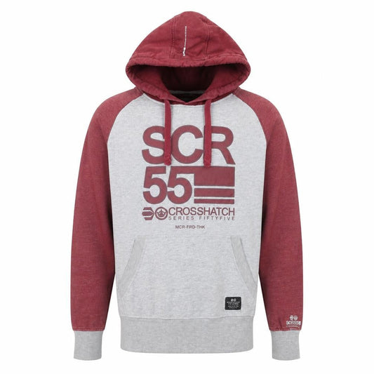 Crosshatch Men's Red Grey Pullover Hoodie Size M Logo Graphic