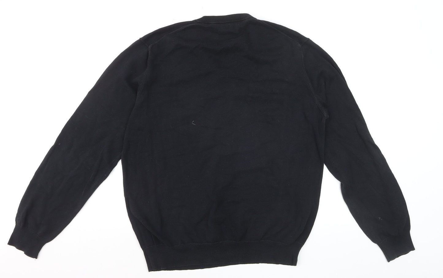 GANT Men's Black Cotton V-Neck Jumper Size L Classic Knitwear