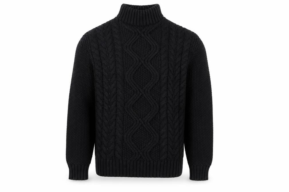 Next Men's Black Cable-Knit High Neck Jumper Size L