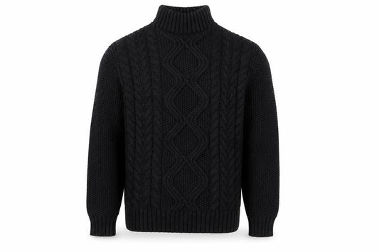 Next Men's Black Cable-Knit High Neck Jumper Size L