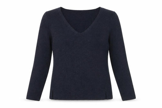 FatFace Women's Blue V-Neck Cotton Blend Jumper Size 10