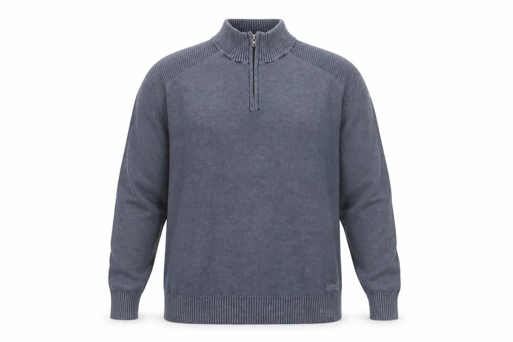 Maine New England Men's Blue Cotton 1/4 Zip Jumper Size L