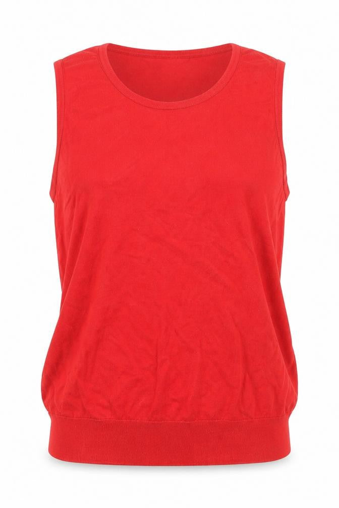 Austin Reed Women Red Cotton Sleeveless Vest Jumper L