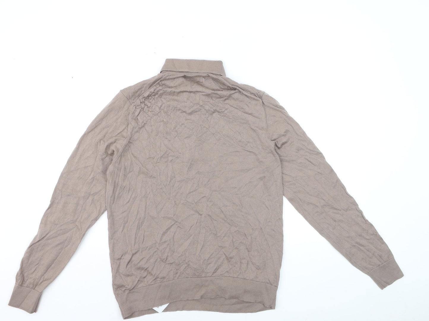 Marks and Spencer Men Beige L Merino Wool Henley Jumper