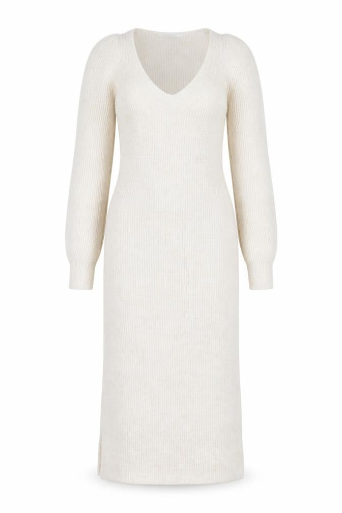 FW Bridge Women’s Beige Knit Bodycon Midi Dress Size 8