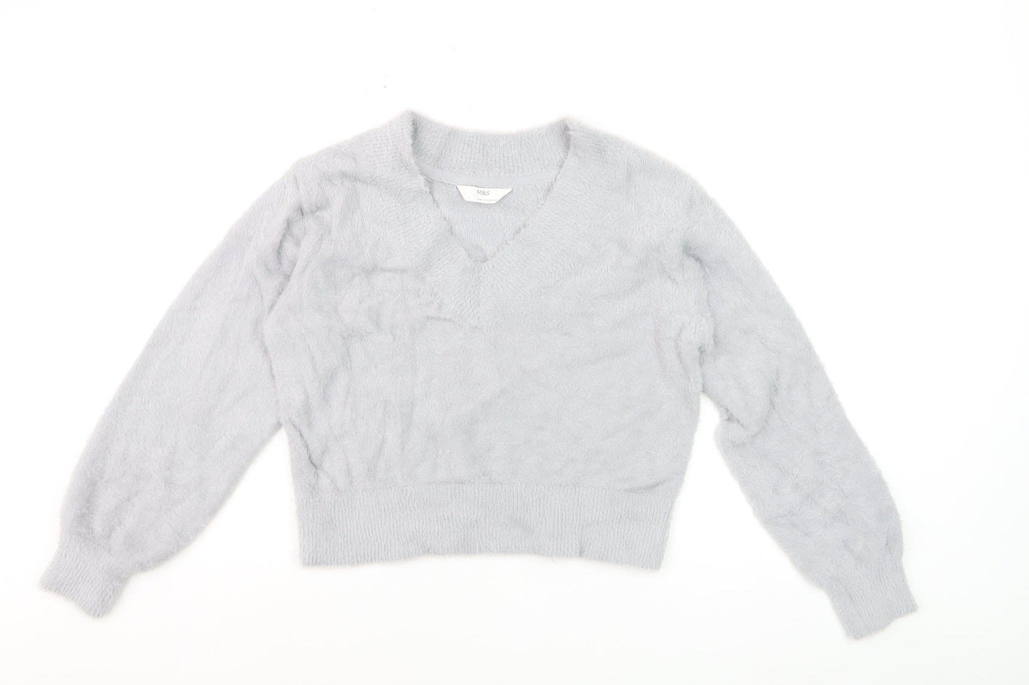 Marks and Spencer Women’s Grey V-Neck Soft Knit Jumper S