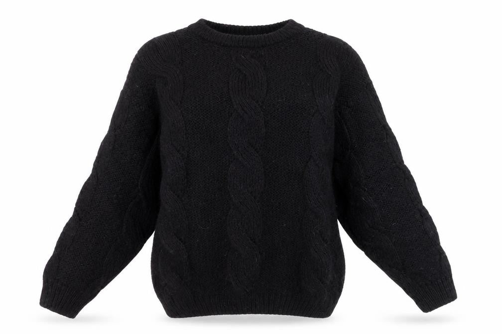 Marks & Spencer Women’s Black Wool Chunky-Knit Jumper Size 10