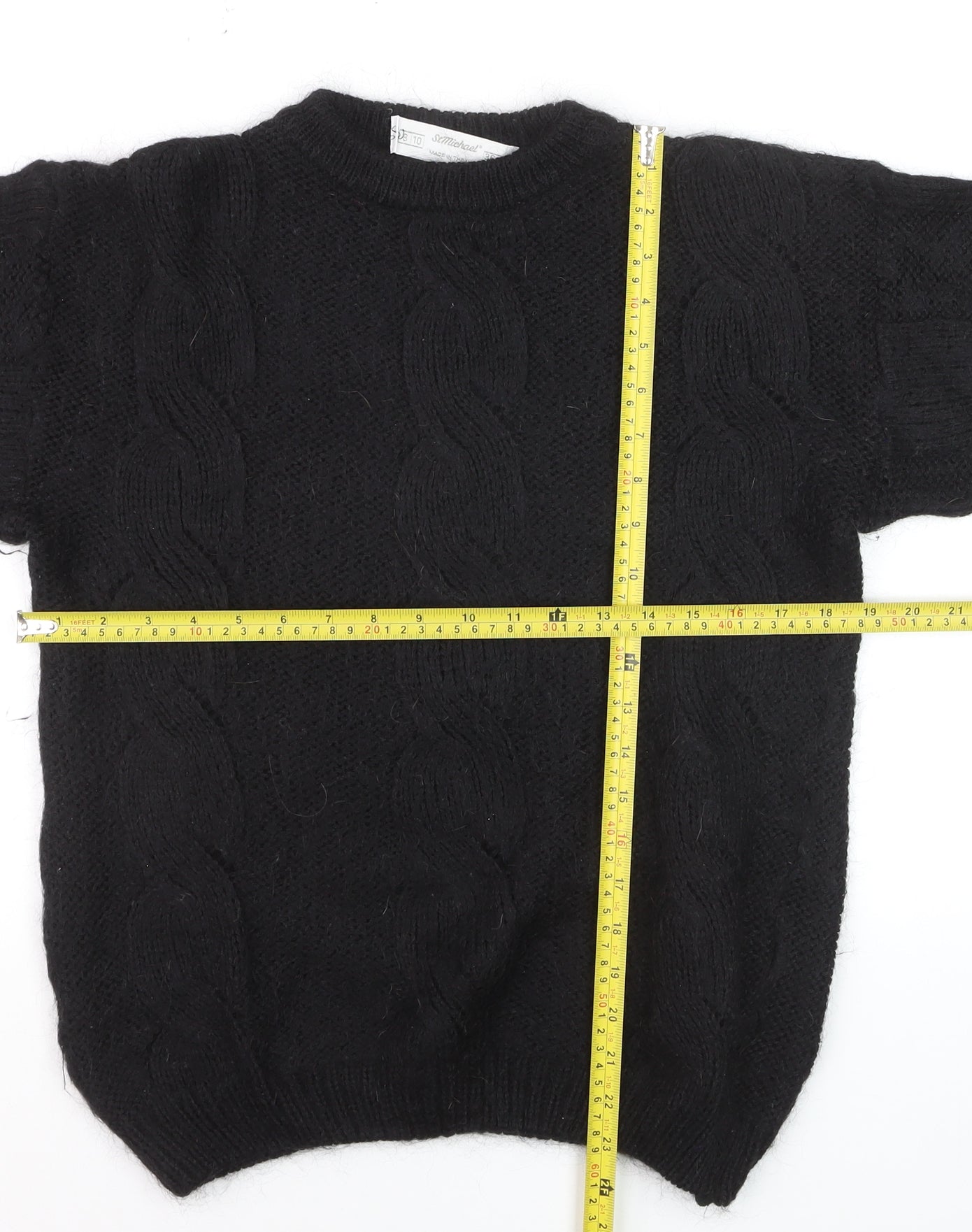 Marks and Spencer Women’s Black Wool Chunky-Knit Jumper Size 10