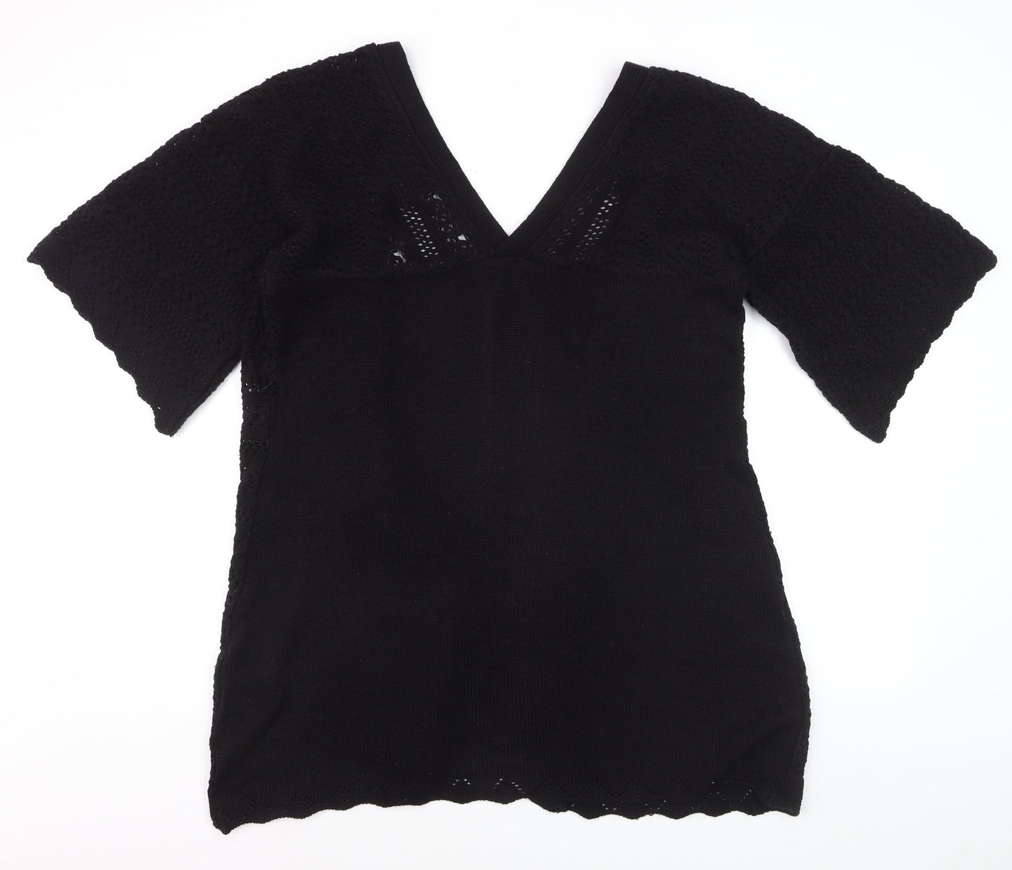 Max Women's Black Acrylic Crochet Open Cardigan Size 18