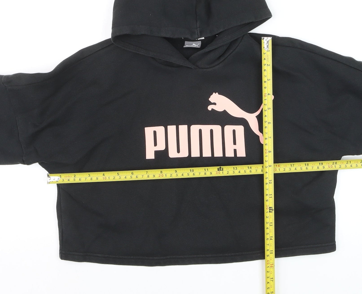 Puma Girls Black Hoodie 11-12 Years Logo Pullover Sweatshirt