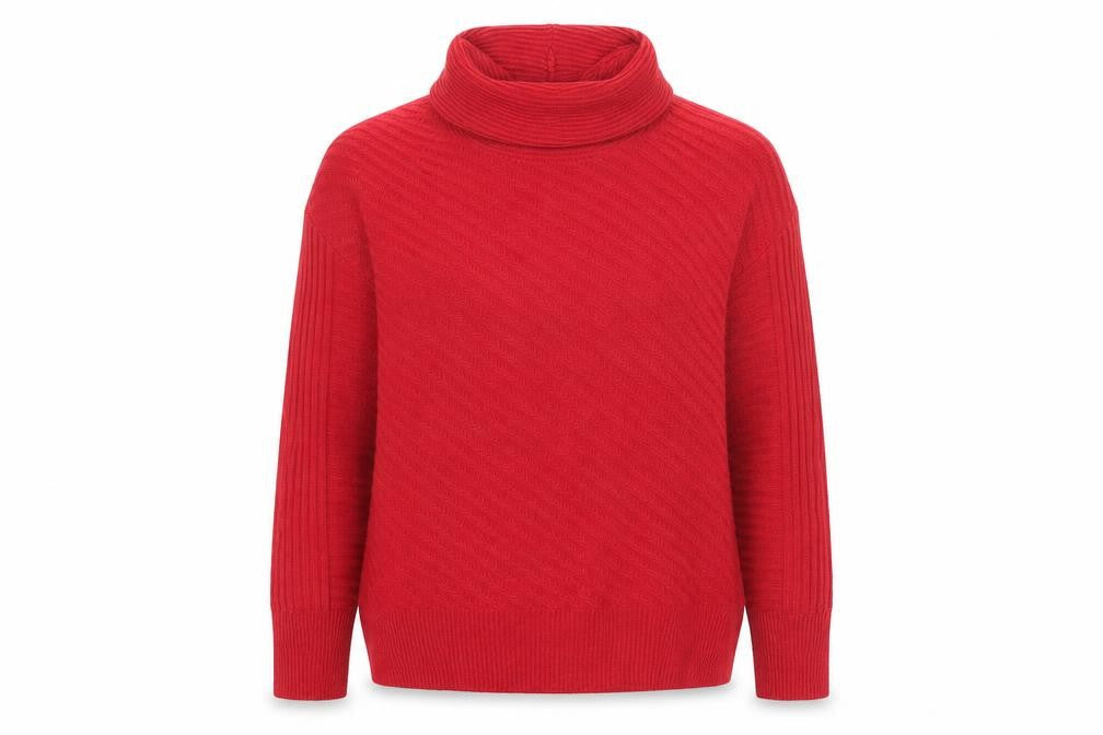 Roman Women Red Roll Neck Knit Jumper Size 12 Long Sleeve