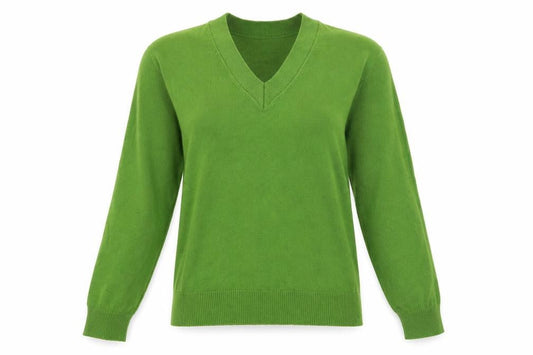 Marks & Spencer Women Green XS V-Neck Wool Blend Jumper