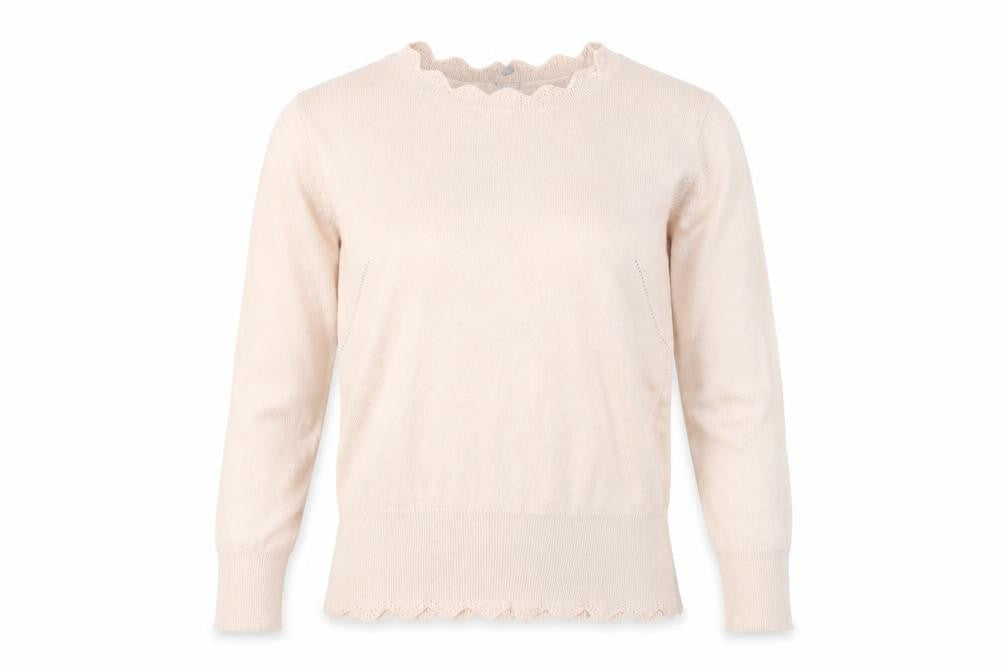 Oasis Women’s Beige Scallop Crew Neck Knit Jumper Size S