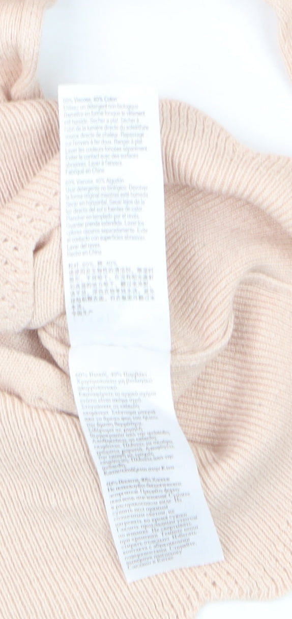 Oasis Women’s Beige Scallop Crew Neck Knit Jumper Size S
