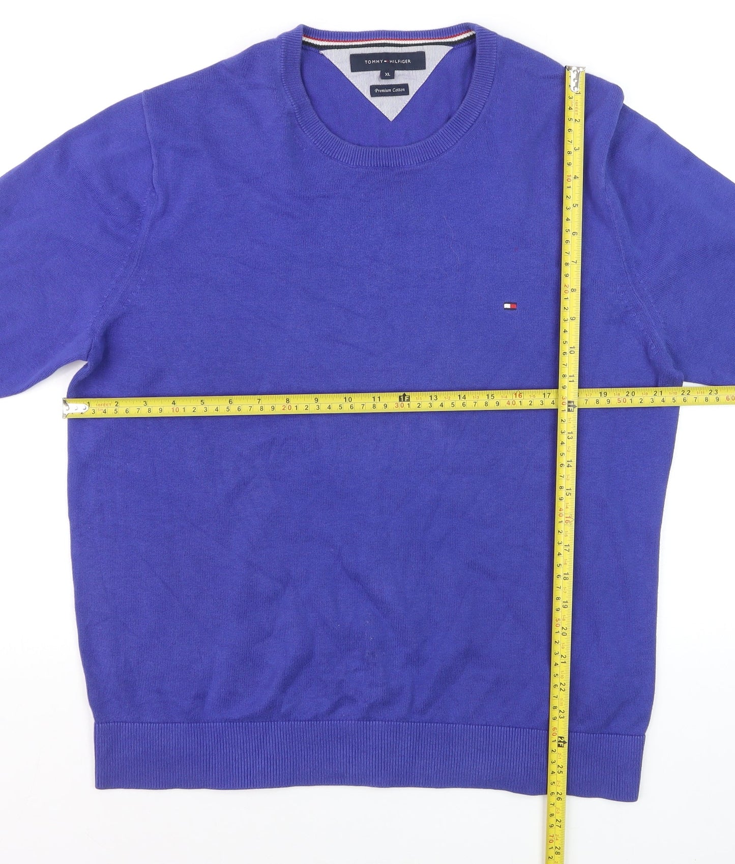 Tommy Hilfiger Men Blue XL Cotton Crew Neck Jumper
