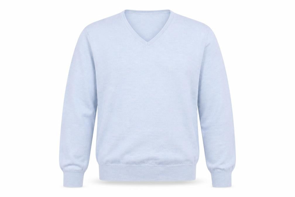 Jasper Conran Men's Blue Merino Wool V-Neck Jumper Size L