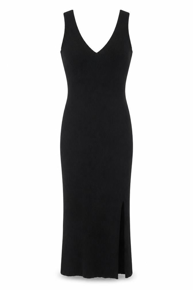 PRETTYLITTLETHING Women Black S Bodycon Ribbed Knit Midi Dress