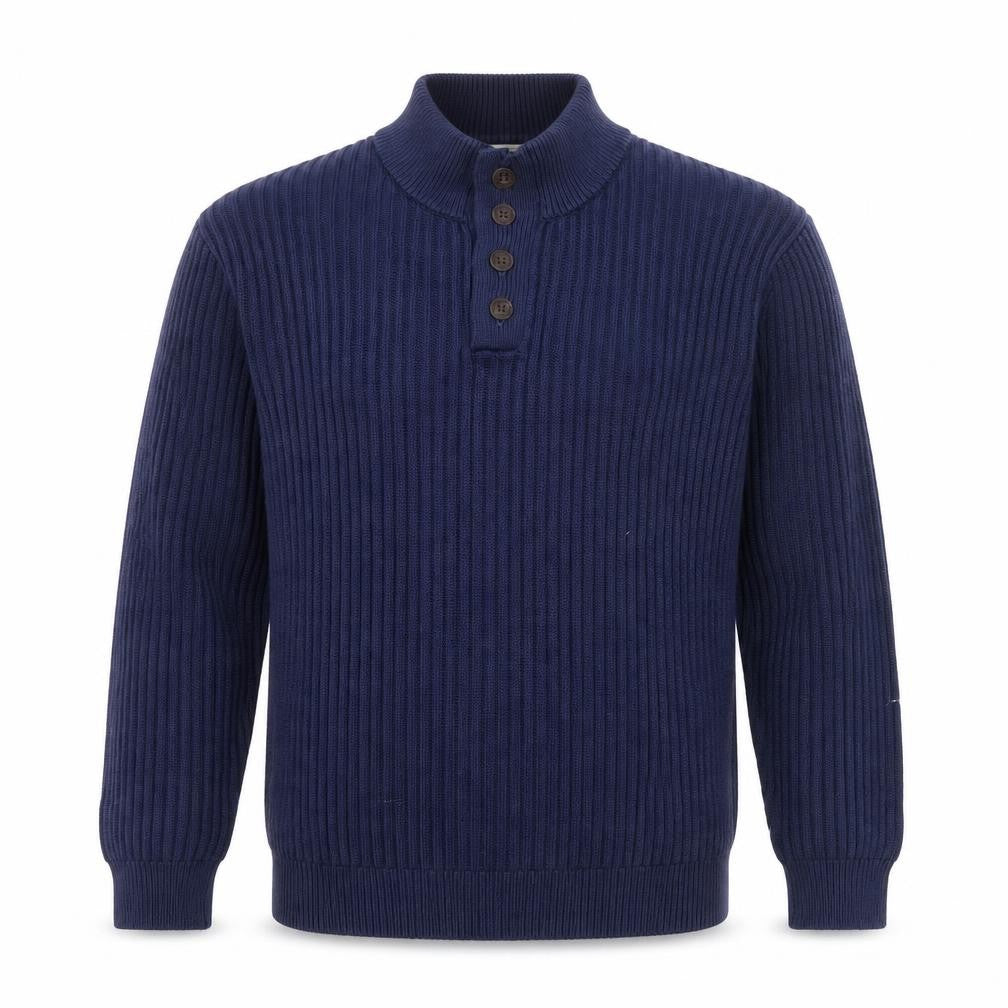 L.L. Bean Men's Blue Cotton Henley Jumper XL Long Sleeve Knit