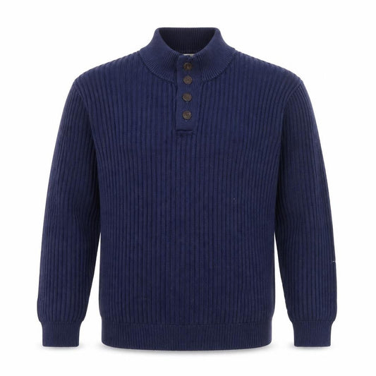 L.L. Bean Men's Blue Cotton Henley Jumper XL Long Sleeve Knit