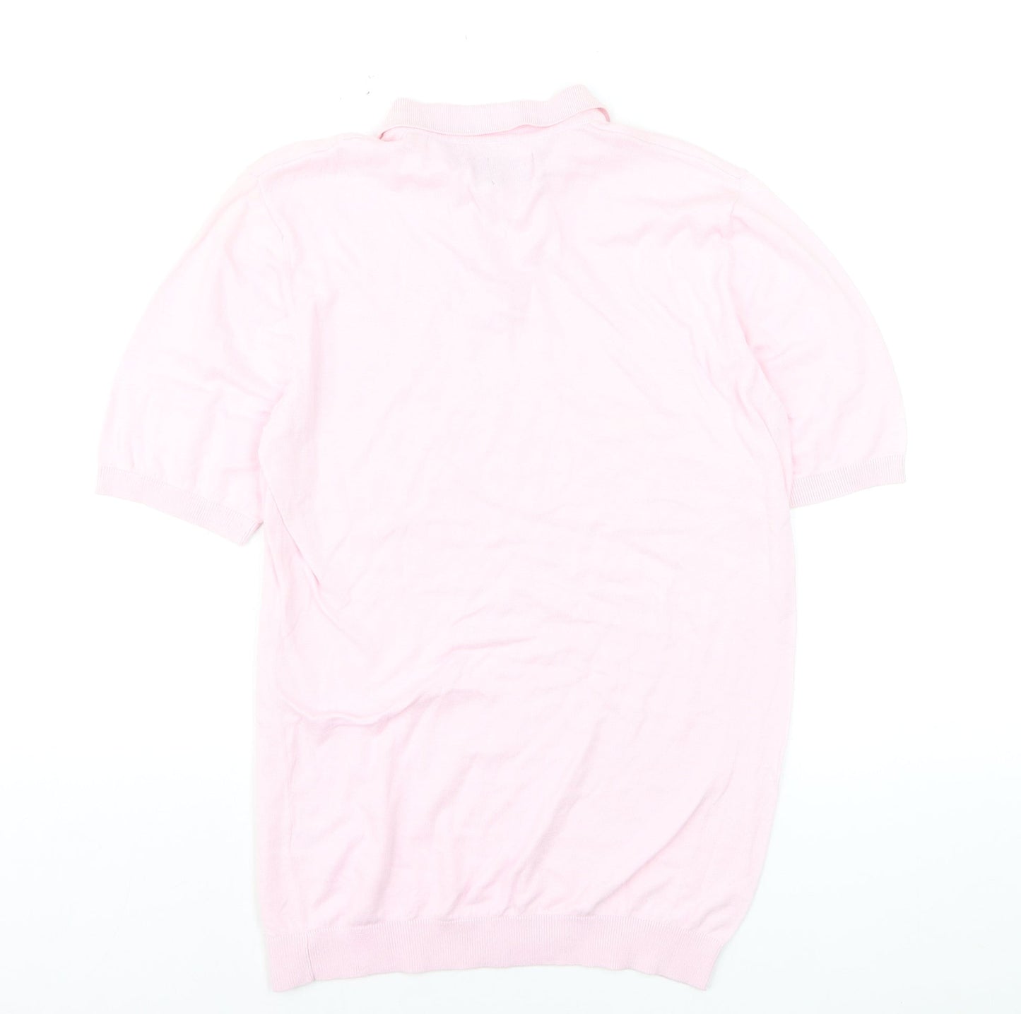 ASOS DESIGN Men's Pink XL Cotton Collared Short Sleeve Polo