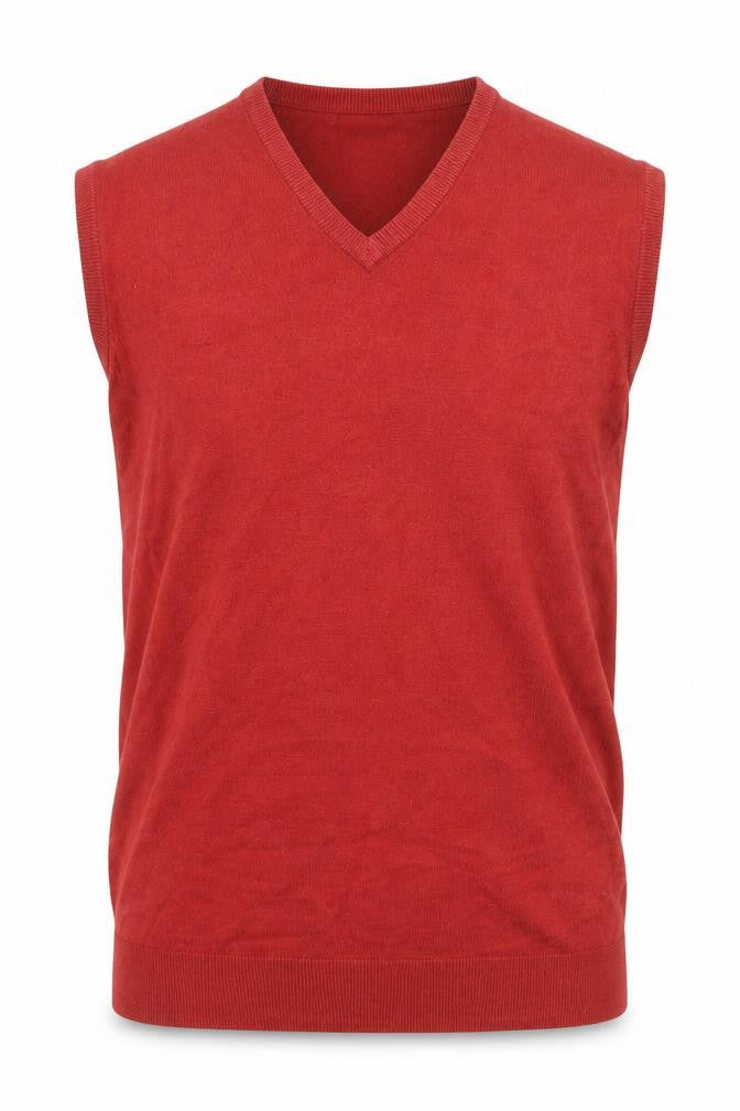 Greenwoods Escape Men’s Red V-Neck Sleeveless Knit Vest L