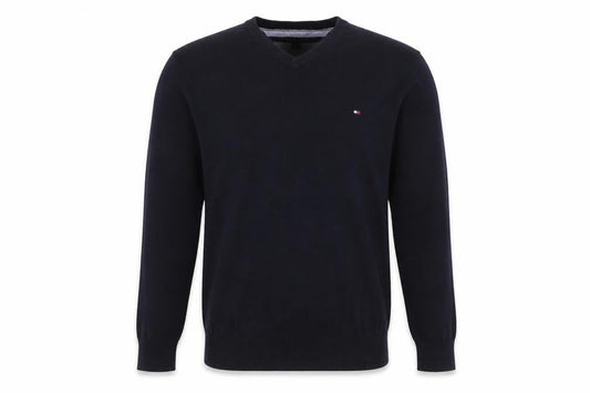 Tommy Hilfiger Men's Black V-Neck Cotton Pullover Jumper L