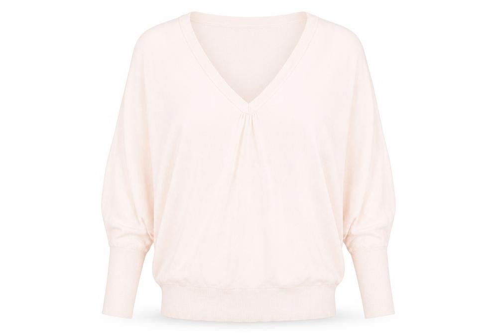 Phase Eight Women's Pink V-Neck Relaxed Cotton Silk Jumper M