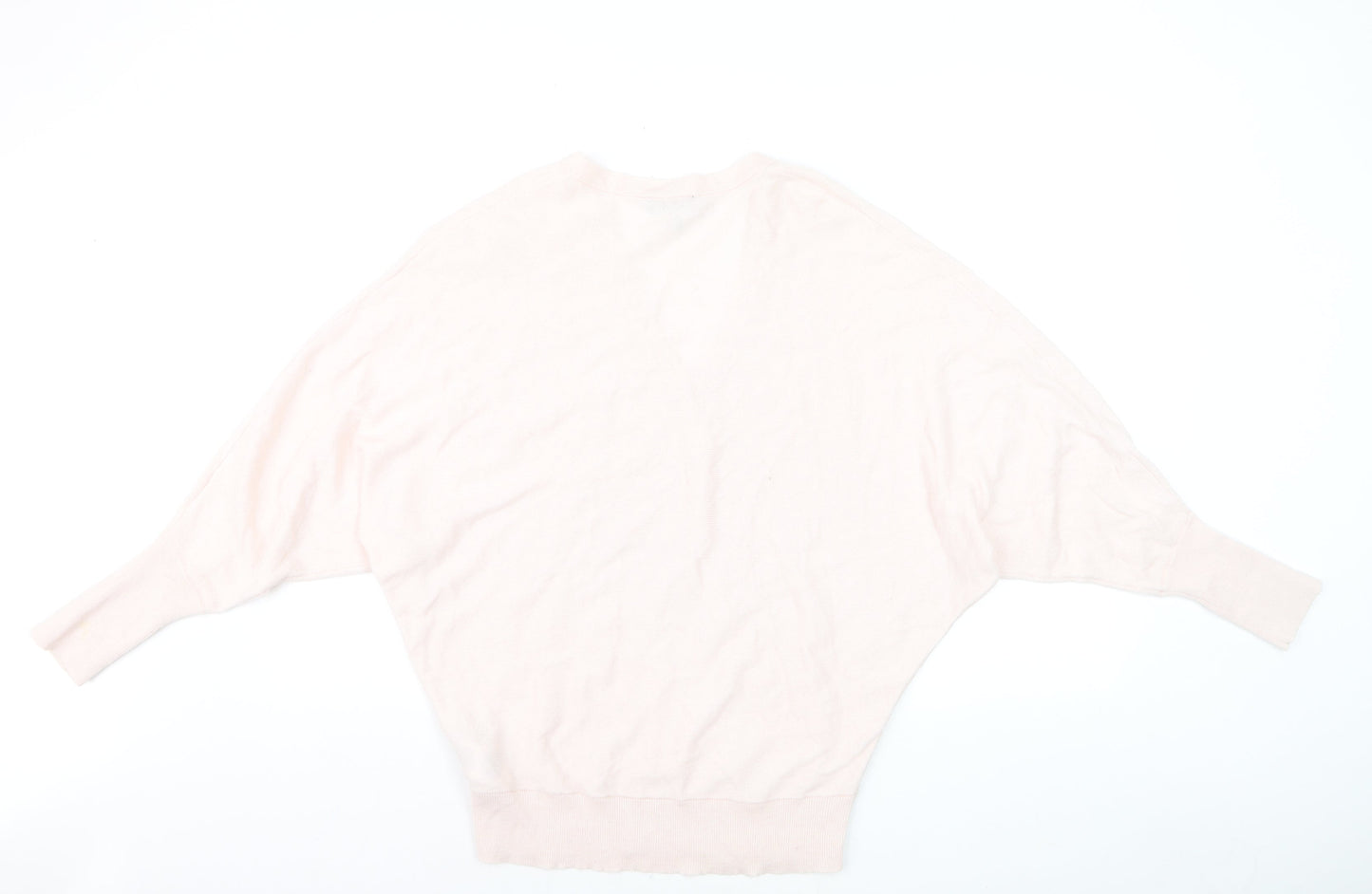 Phase Eight Women's Pink V-Neck Relaxed Cotton Silk Jumper M