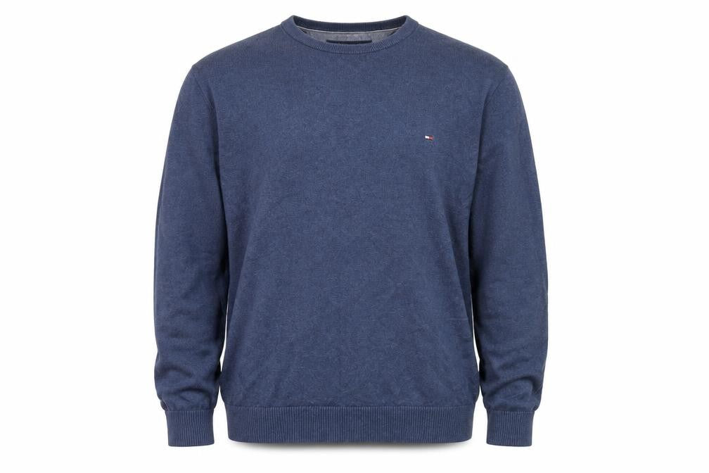 Tommy Hilfiger Men's Blue Cotton Cashmere Jumper XL Crew Neck