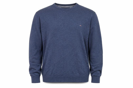 Tommy Hilfiger Men's Blue Cotton Cashmere Jumper XL Crew Neck